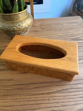 Vintage Wood Tissue Box Cover Solid Oak Tissue Box